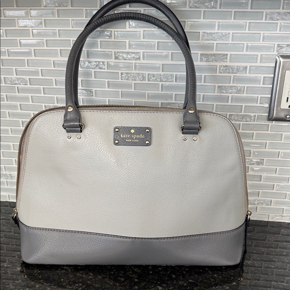 kate spade Handbags - kate spade Two-Tone Gray and Dark Gray Leather Satchel